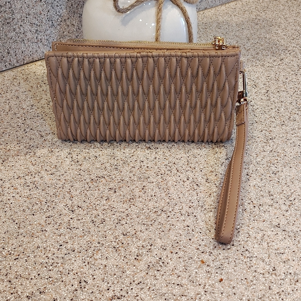 Anne Klein Taupe Quilted Wristlet - Picture 2 of 4